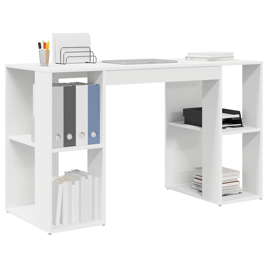 Desk White Engineered Wood 130 x 50.5 x 75 cm