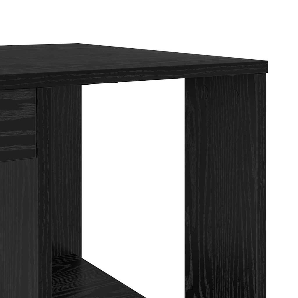 Desk with Shelf Black Oak 130 x 50.5 x 75 cm Engineered Wood