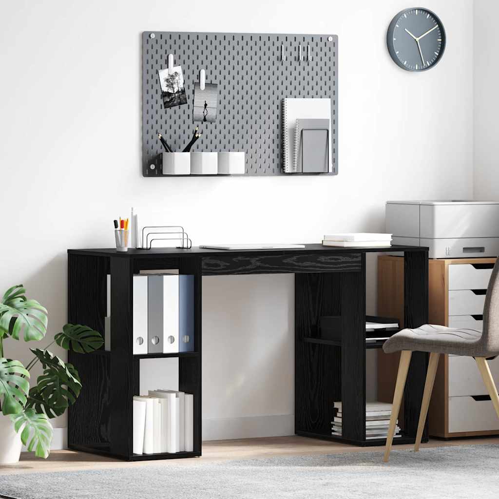 Desk Black Oak Engineered Wood 130 x 50.5 x 75 cm