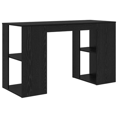 Desk with Shelf Black Oak 130 x 50.5 x 75 cm Engineered Wood