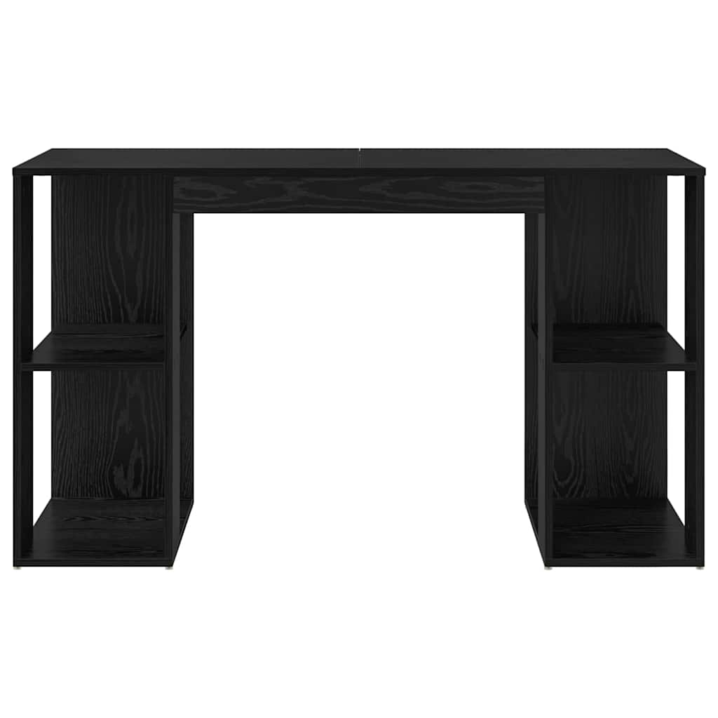Desk with Shelf Black Oak 130 x 50.5 x 75 cm Engineered Wood