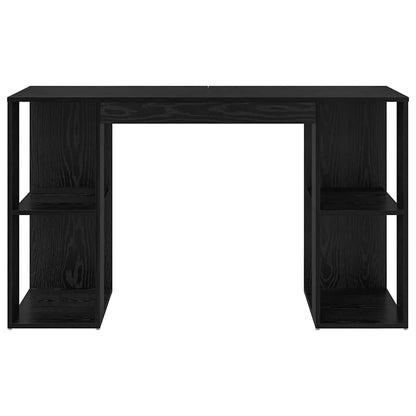 Desk with Shelf Black Oak 130 x 50.5 x 75 cm Engineered Wood