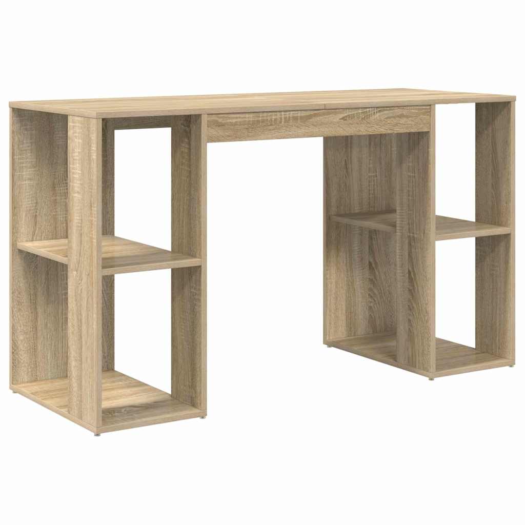 Desk with Shelf Sonoma Oak 130 x 50.5 x 75 cm Engineered Wood
