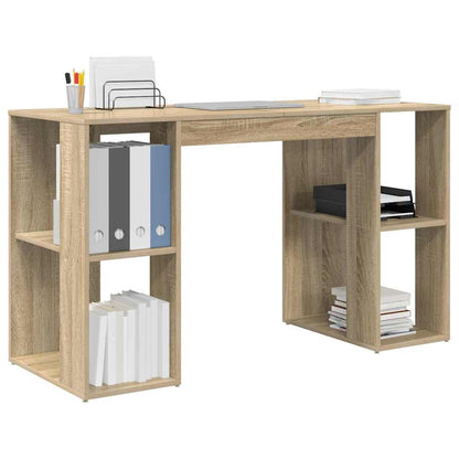 Desk with Shelf Sonoma Oak 130 x 50.5 x 75 cm Engineered Wood