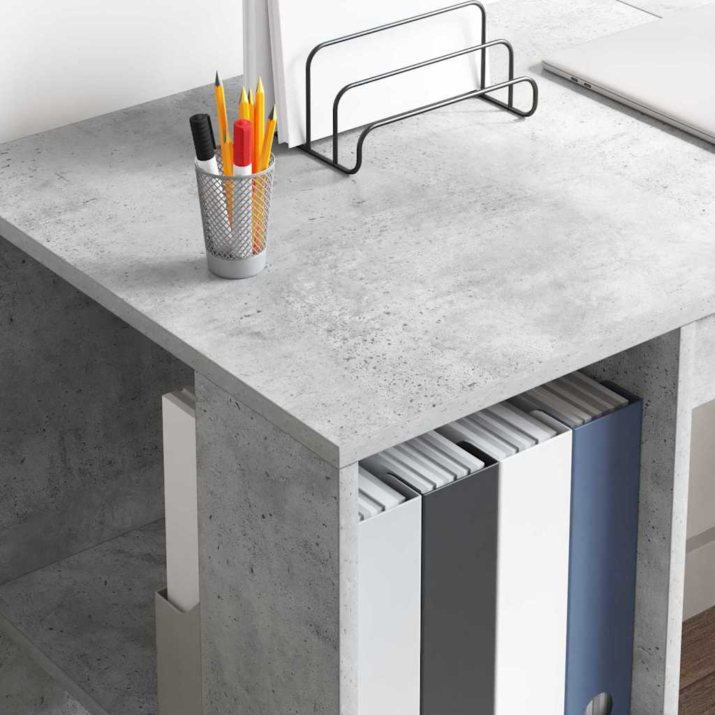 Desk Concrete Grey 130 x 50.5 x 75 cm Engineered Wood