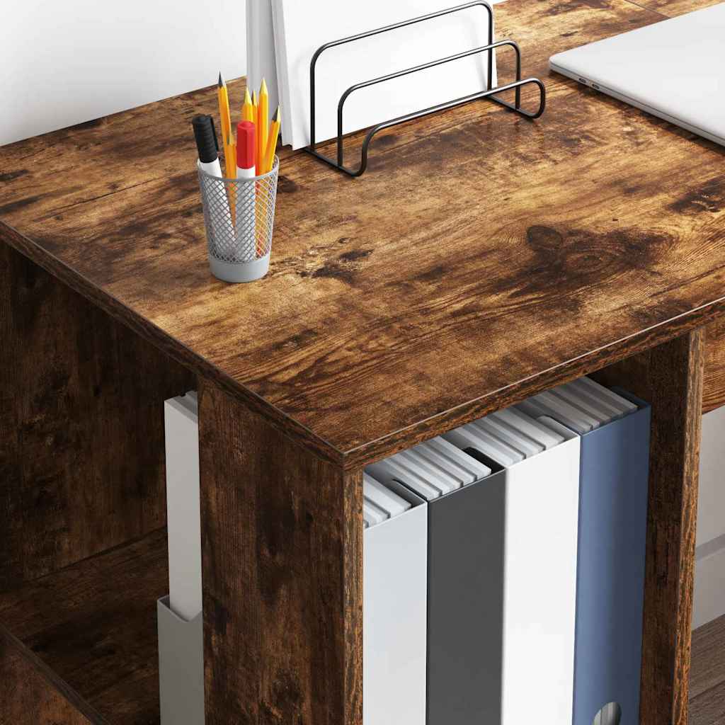 Desk Smoked Oak Engineered Wood 130 x 50.5 x 75 cm