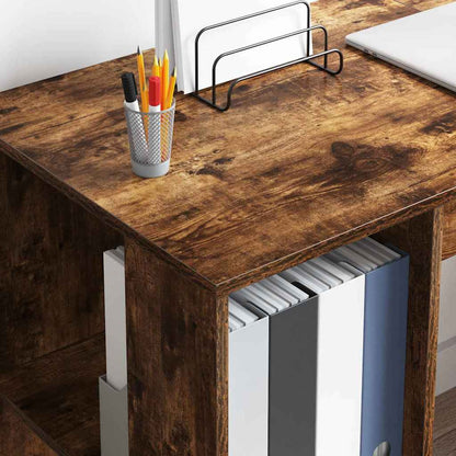 Desk Smoked Oak Engineered Wood 130 x 50.5 x 75 cm