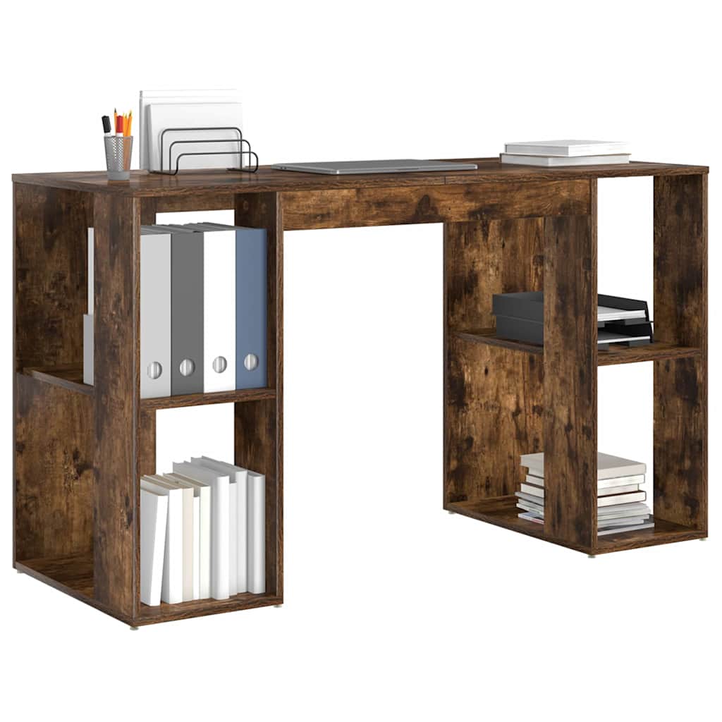 Desk Smoked Oak Engineered Wood 130 x 50.5 x 75 cm