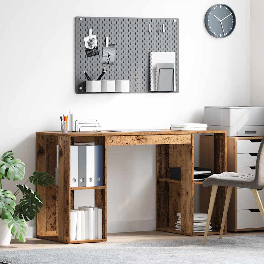 Desk with Shelf Old Wood 130 x 50.5 x 75 cm Engineered Wood