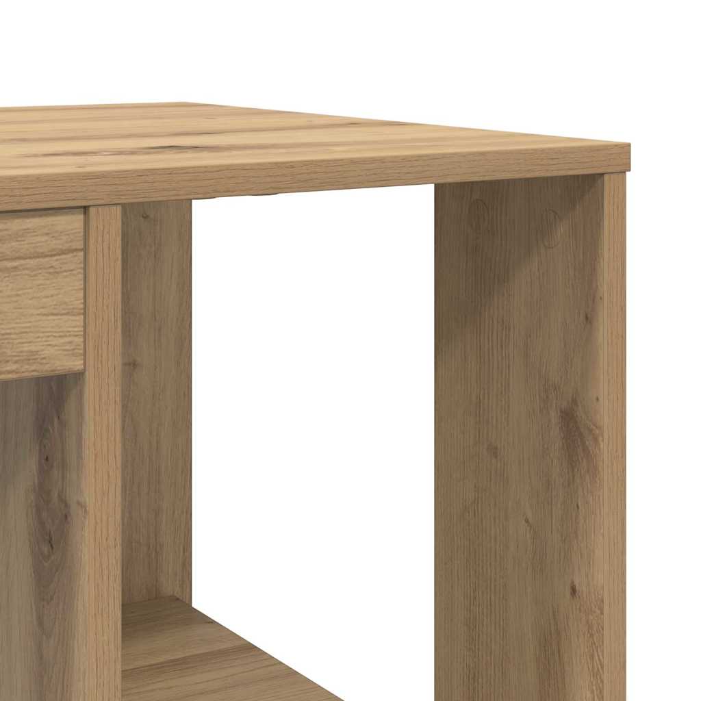 Desk with Shelf Artisan Oak 130 x 50.5 x 75 cm Engineered Wood