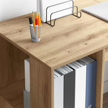 Desk with Shelf Artisan Oak 130 x 50.5 x 75 cm Engineered Wood