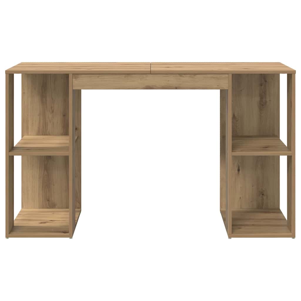 Desk with Shelf Artisan Oak 130 x 50.5 x 75 cm Engineered Wood