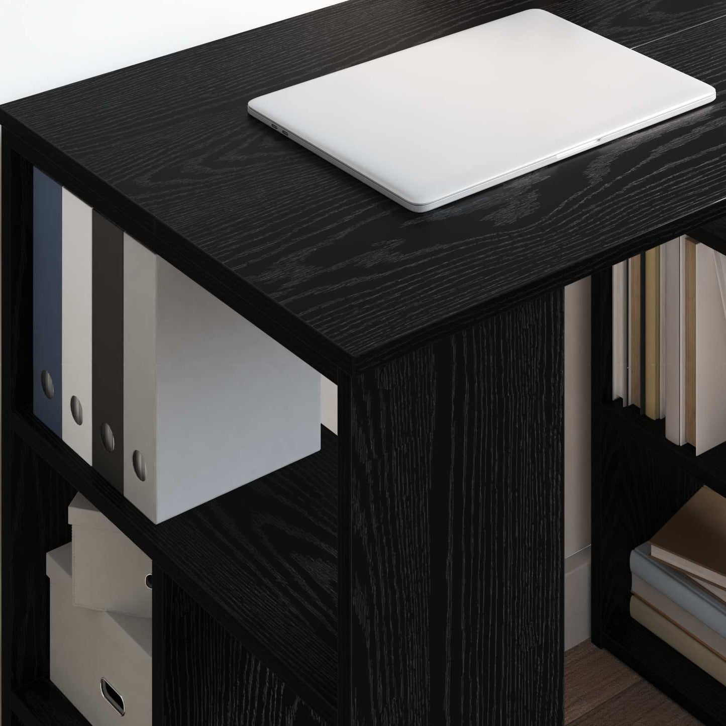 Desk with Shelf Black Oak 90 x 50 x 75 cm Engineered Wood