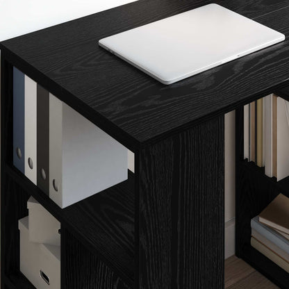 Desk with Shelf Black Oak 90 x 50 x 75 cm Engineered Wood