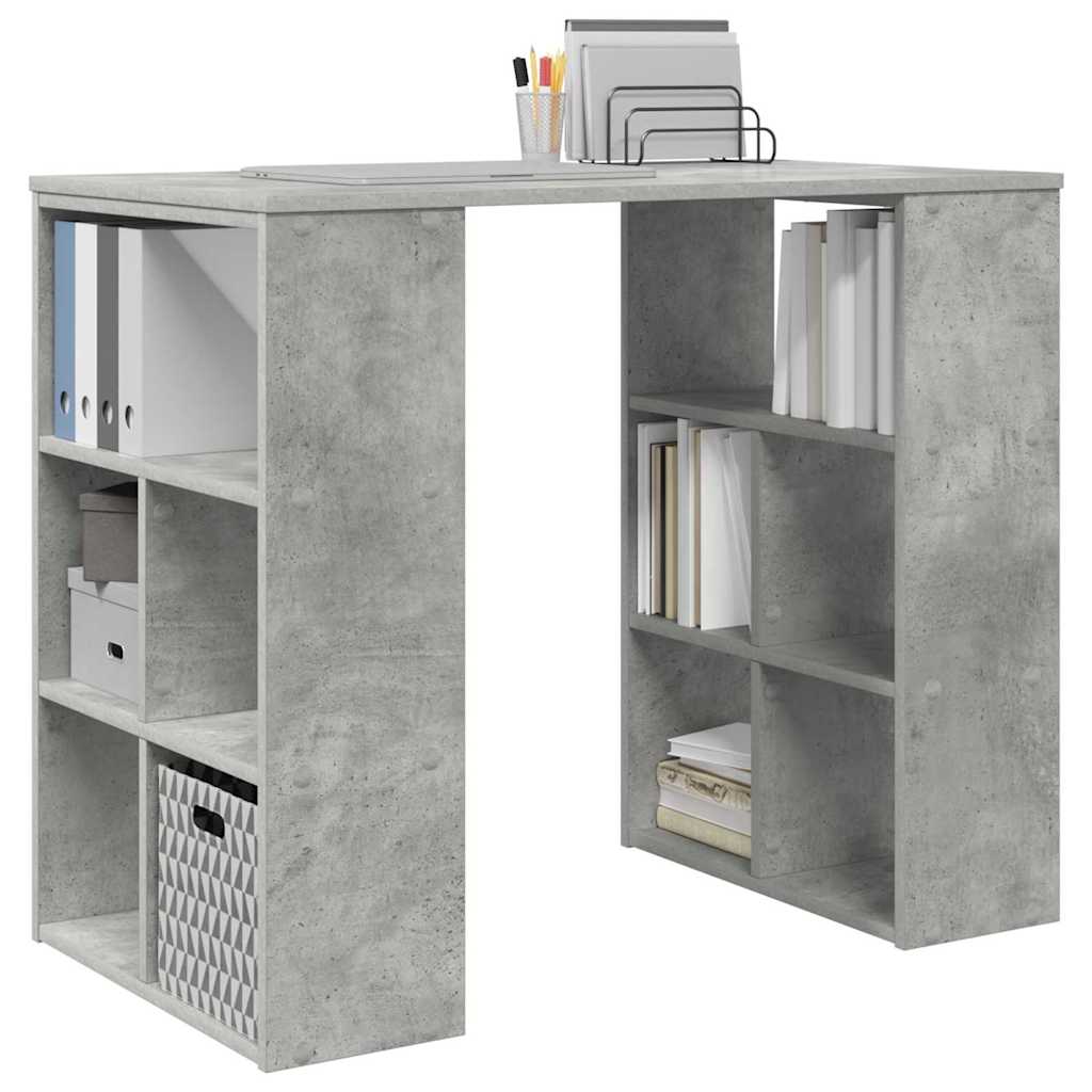 Desk with Shelf Concrete Grey 90 x 50 x 75 cm Engineered Wood