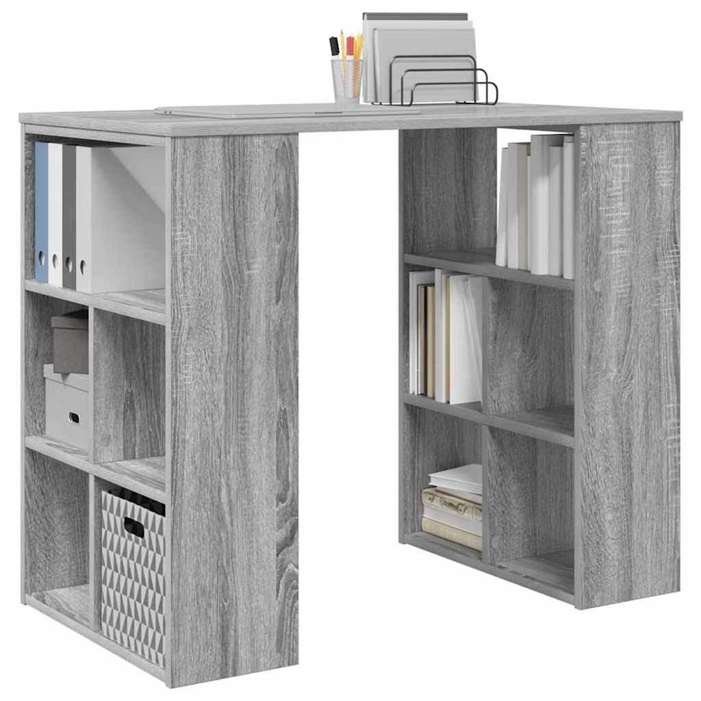 Desk with Shelf Grey Sonoma 90 x 50 x 75 cm Engineered Wood