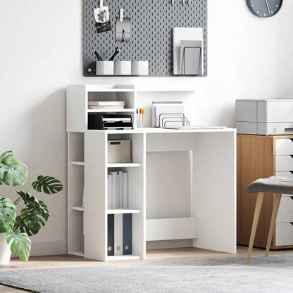 Desk with Shelf White 90 x 48 x 101.5 cm Engineered Wood