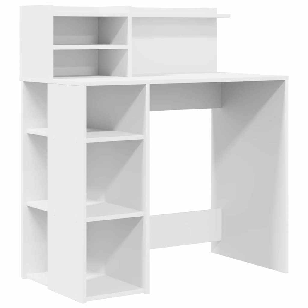 Desk with Shelf White 90 x 48 x 101.5 cm Engineered Wood