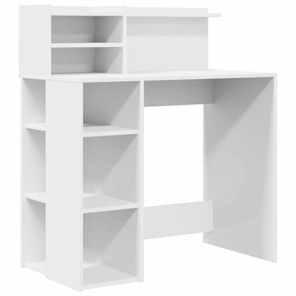 Desk with Shelf White 90 x 48 x 101.5 cm Engineered Wood