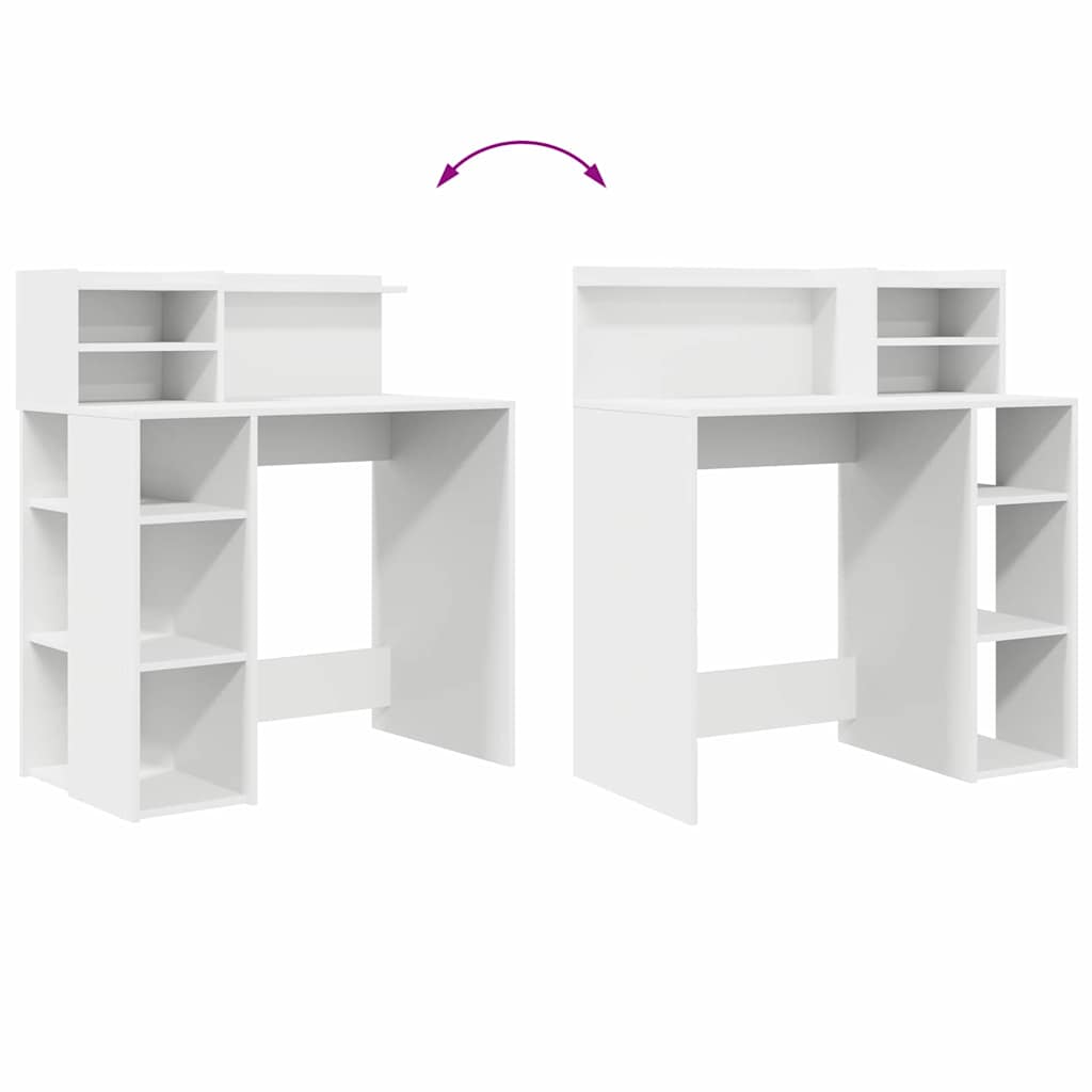 Desk with Shelf White 90 x 48 x 101.5 cm Engineered Wood