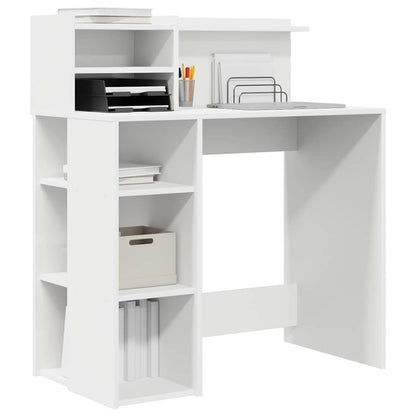 Desk with Shelf White 90 x 48 x 101.5 cm Engineered Wood