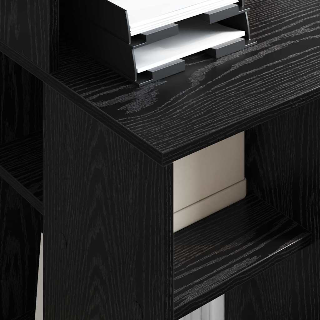 Desk with Shelf Black Oak 90 x 48 x 101.5 cm Engineered Wood