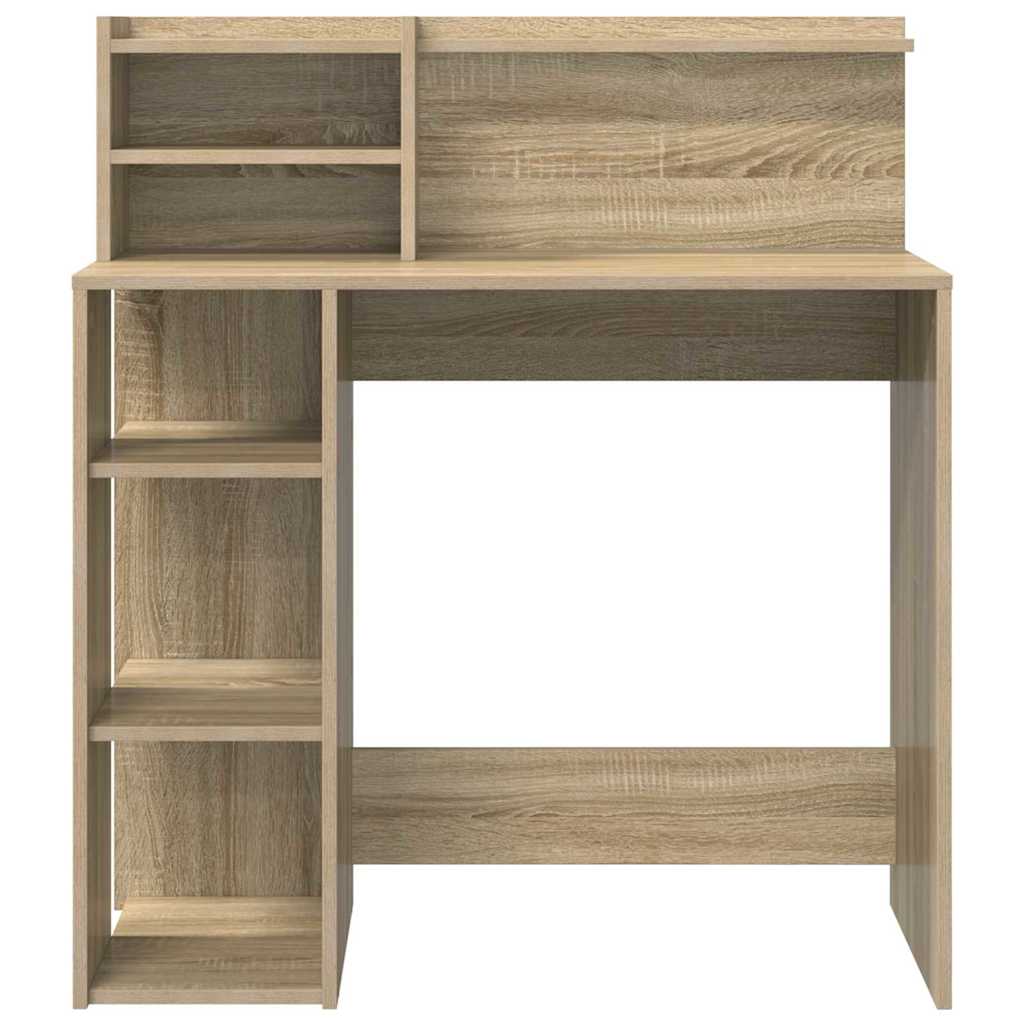 Desk with Shelf Sonoma Oak 90 x 48 x 101.5 cm Engineered Wood
