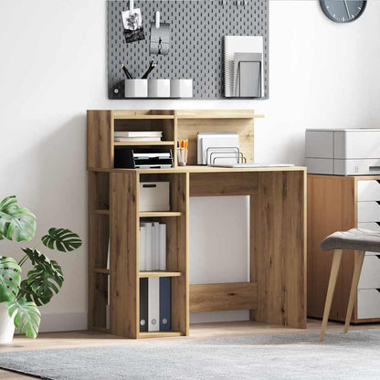 Desk with Shelf Artisan Oak 90 x 48 x 101.5 cm Engineered Wood
