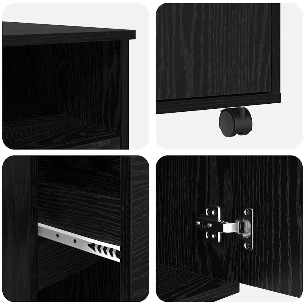 Desk with Wheels Black Oak 91 x 50 x 77 cm Engineered Wood