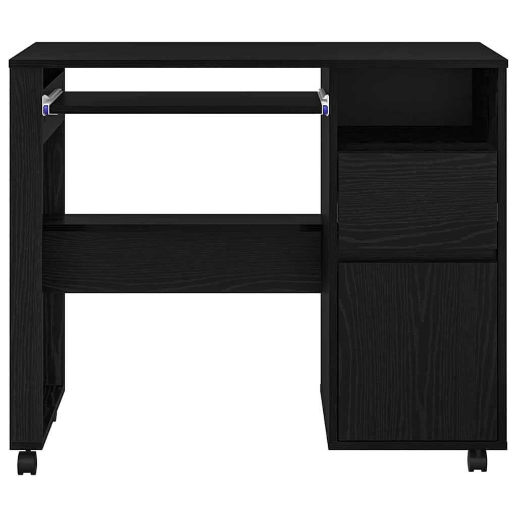 Desk with Wheels Black Oak 91 x 50 x 77 cm Engineered Wood