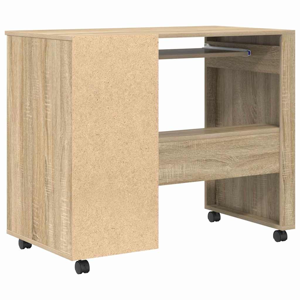 Desk with Wheels Sonoma Oak 91 x 50 x 77 cm Engineered Wood