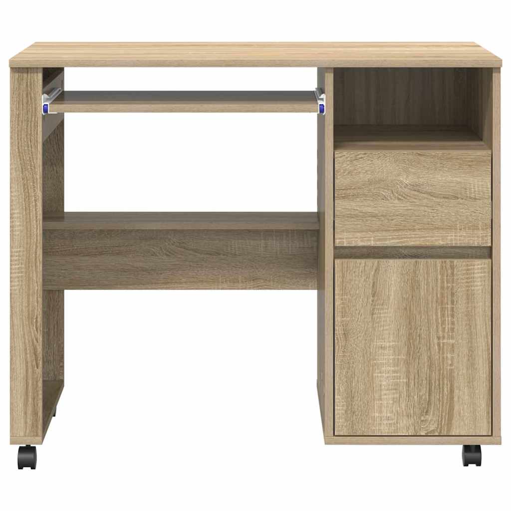 Desk with Wheels Sonoma Oak 91 x 50 x 77 cm Engineered Wood