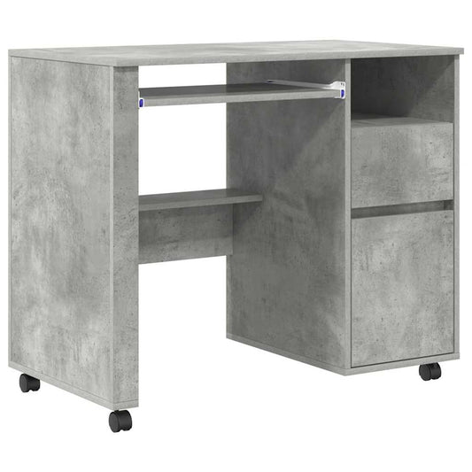 Desk with Wheels Concrete Grey 91 x 50 x 77 cm Engineered Wood