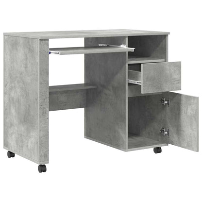 Desk with Wheels Concrete Grey 91 x 50 x 77 cm Engineered Wood