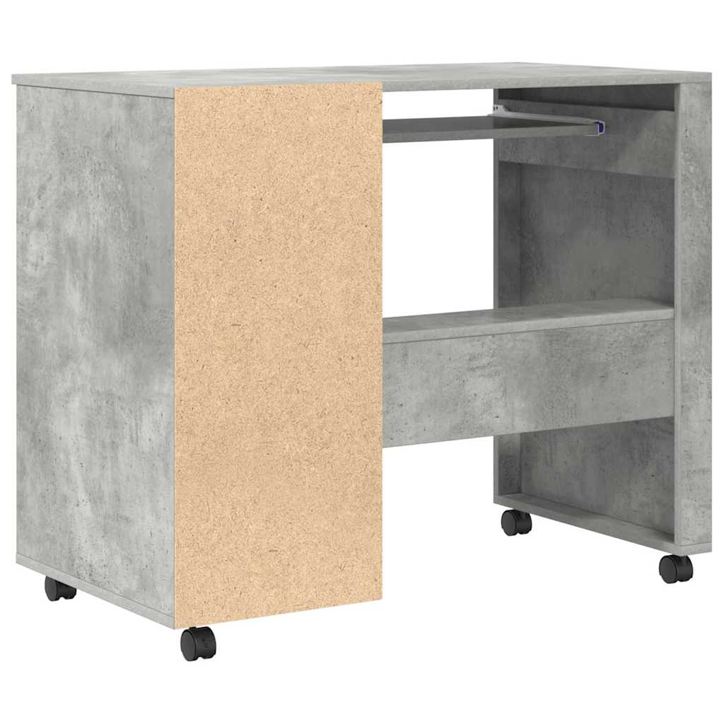 Desk with Wheels Concrete Grey 91 x 50 x 77 cm Engineered Wood