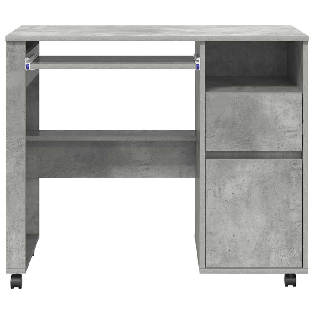 Desk with Wheels Concrete Grey 91 x 50 x 77 cm Engineered Wood