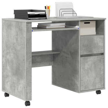 Desk with Wheels Concrete Grey 91 x 50 x 77 cm Engineered Wood