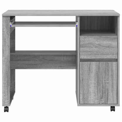 Desk with Wheels Grey Sonoma 91 x 50 x 77 cm Engineered Wood