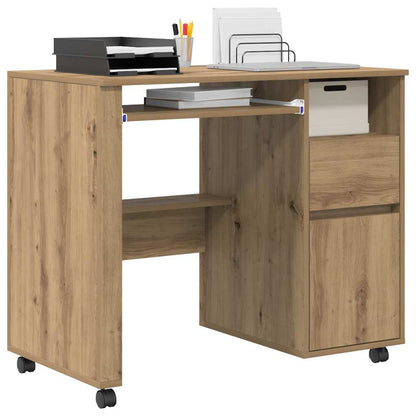 Desk with Wheels Artisan Oak 91 x 50 x 77 cm Engineered Wood