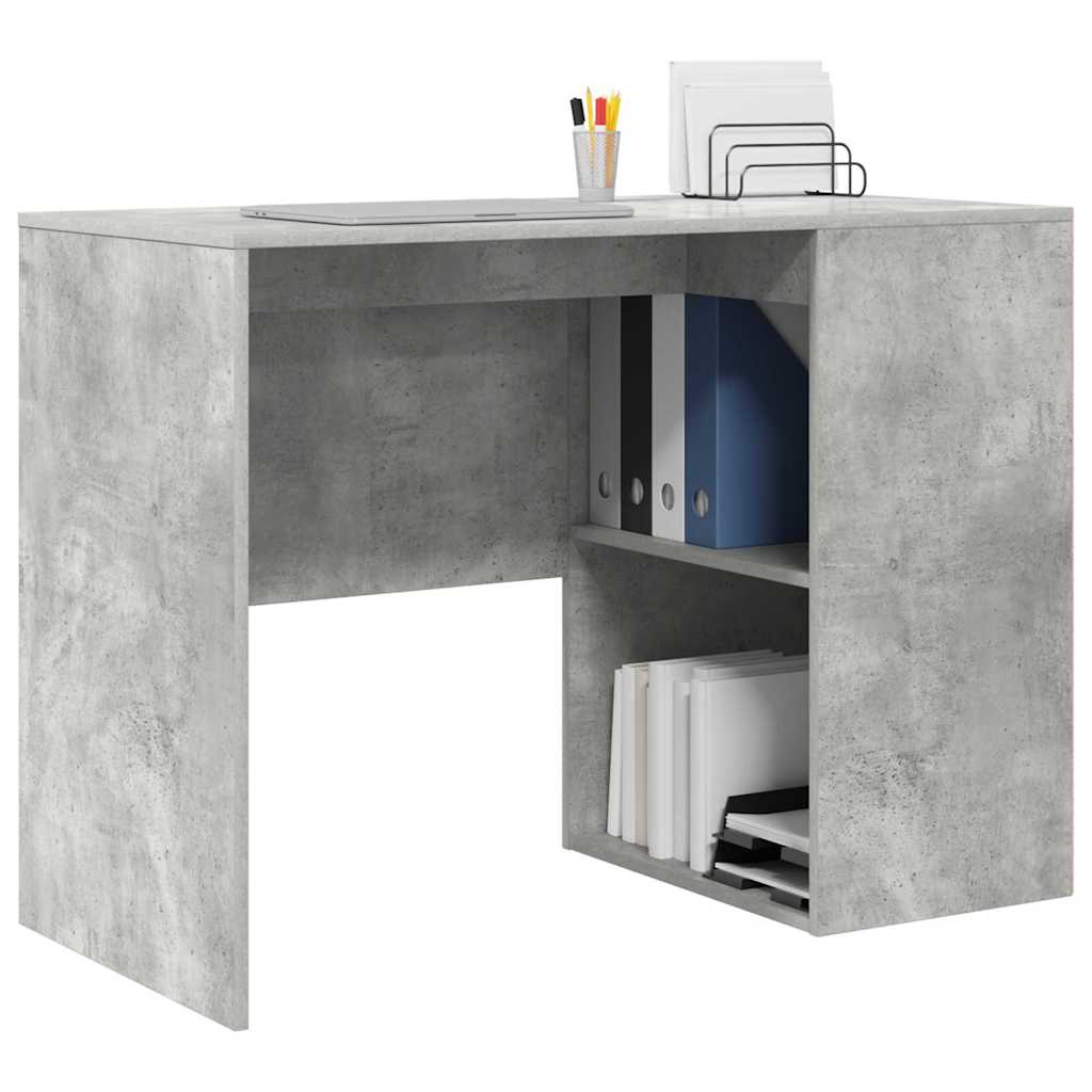 Desk with Shelf Concrete Grey 102 x 50 x 75 cm Engineered Wood