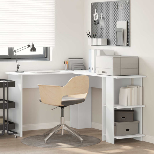 Corner Desk White Engineered Wood 140 x 113.5 x 75 cm