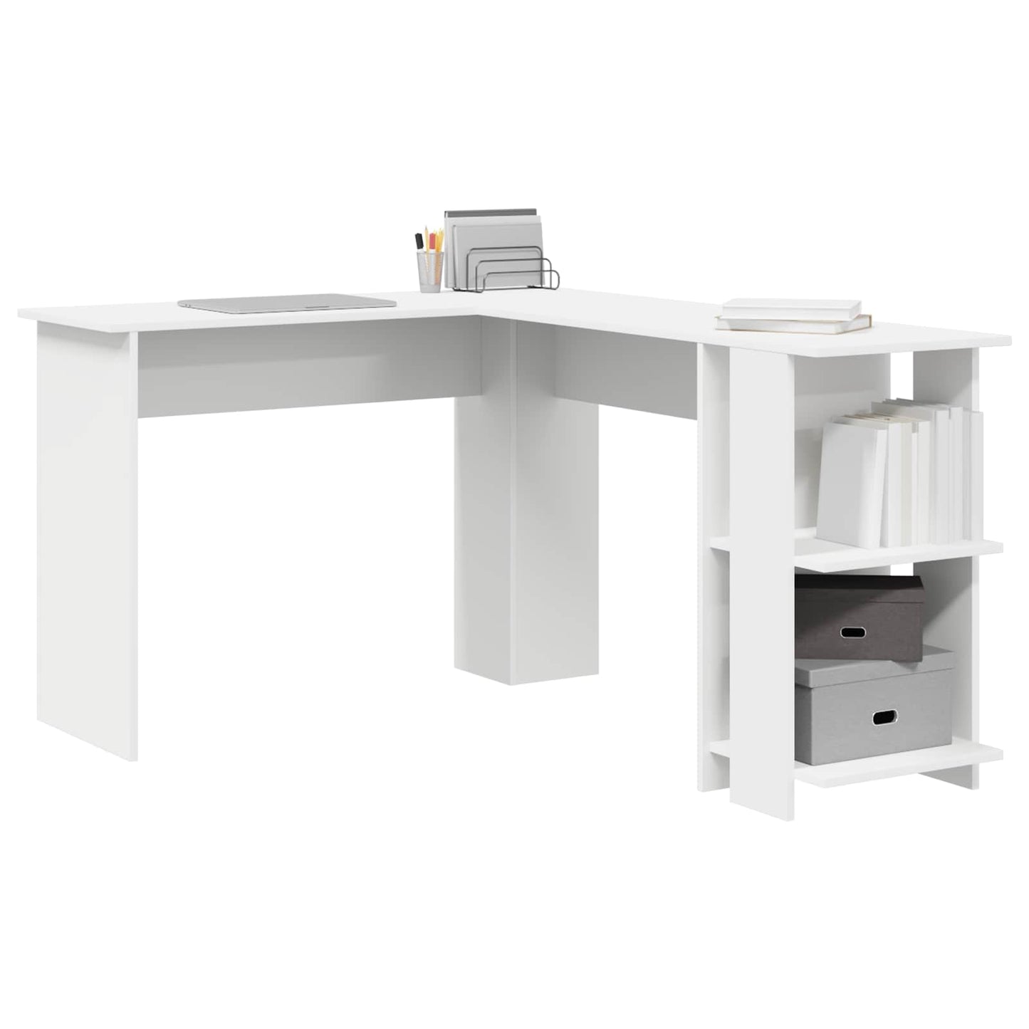 Corner Desk White Engineered Wood 140 x 113.5 x 75 cm