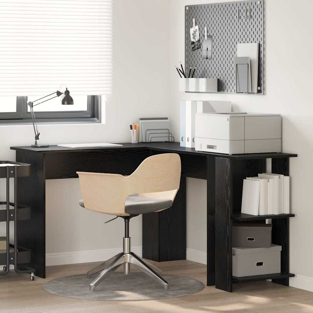 Corner Desk Black Oak Engineered Wood 140 x 113.5 x 75 cm