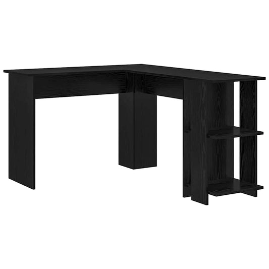 Corner Desk Black Oak 140 x 113.5 x 75 cm Engineered Wood