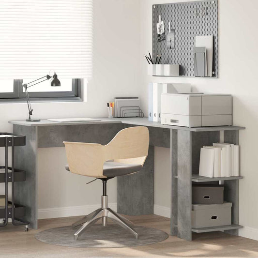 Corner Desk Concrete Grey 140 x 113.5 x 75 cm Engineered Wood