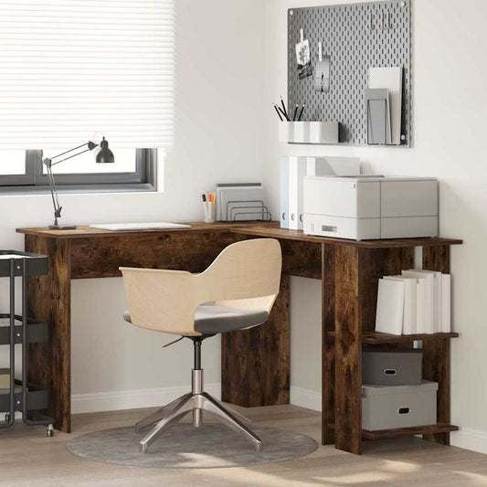 Corner Desk Smoked Oak 140 x 113.5 x 75 cm Engineered Wood