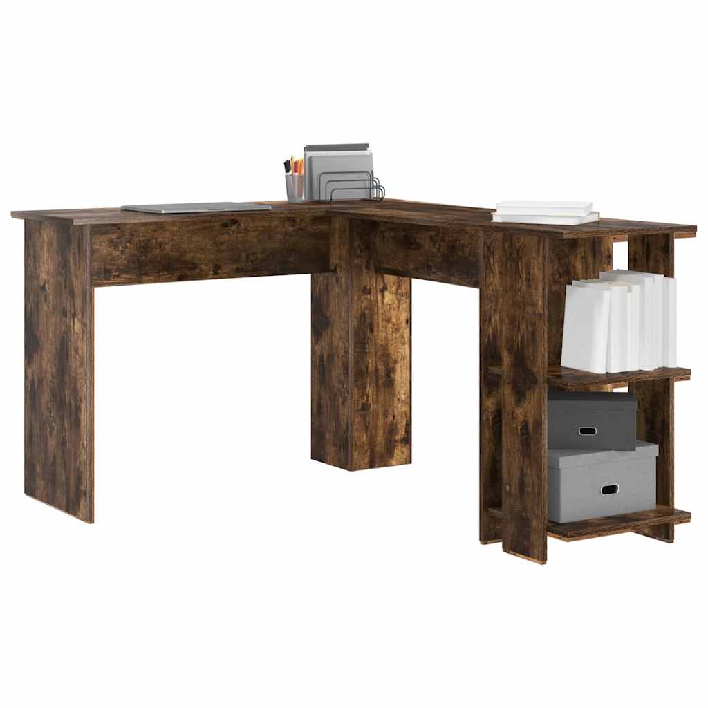 Corner Desk Smoked Oak 140 x 113.5 x 75 cm Engineered Wood