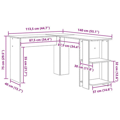 Corner Desk Grey Sonoma 140 x 113.5 x 75 cm Engineered Wood