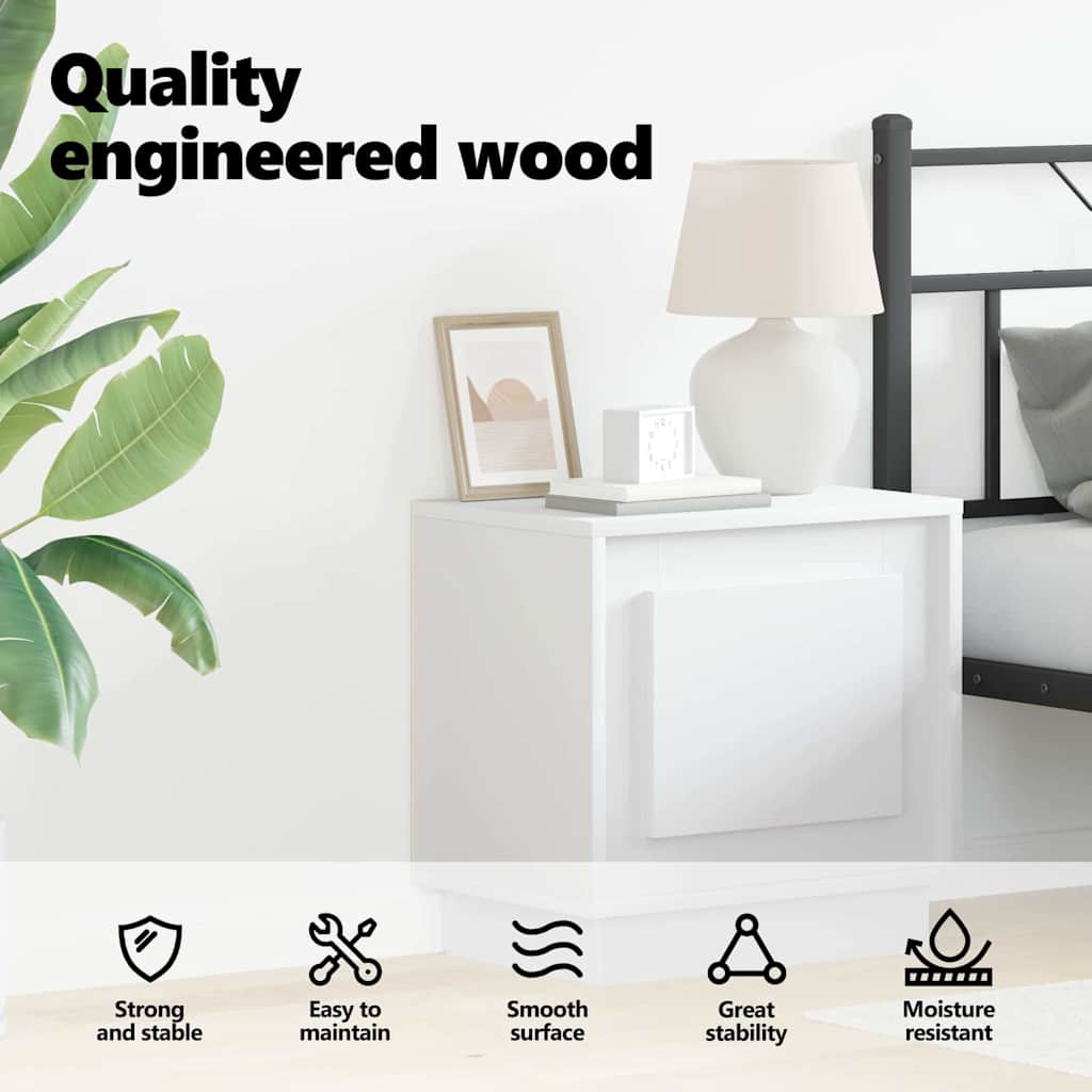 Bedside Cabinet White 44 x 34.5 x 45 cm Engineered Wood