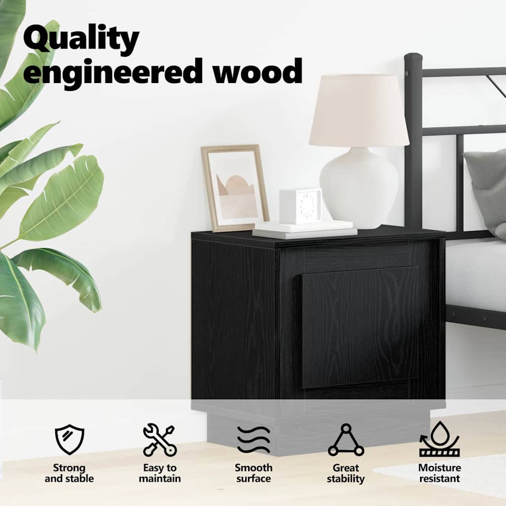 Bedside Cabinet Black 44 x 34.5 x 45 cm Engineered Wood